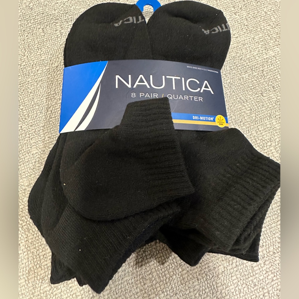Nautica men’s black low cut sock NWT 8 pack